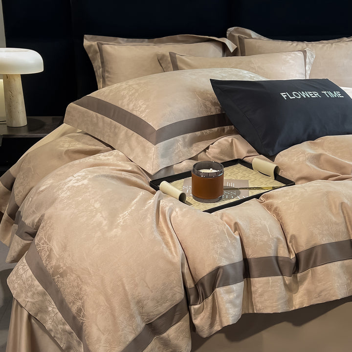 4-piece bedding set, 120 cotton, jacquard weave