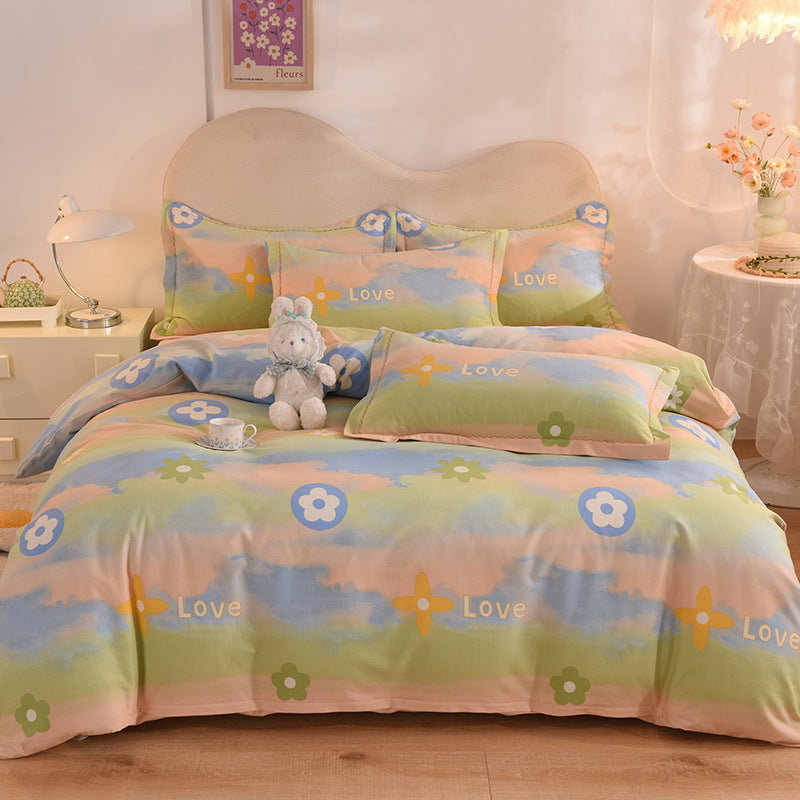 Duvet cover set made of brushed cotton, printed