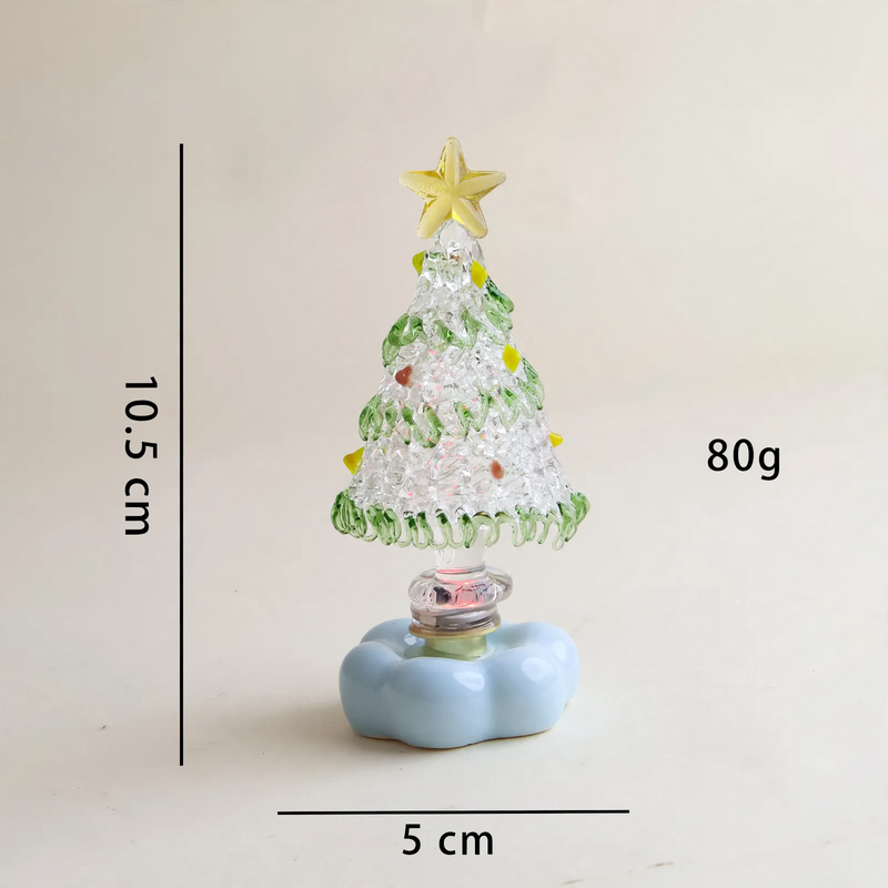 Decorative, rotating LED Christmas tree figure made of glass