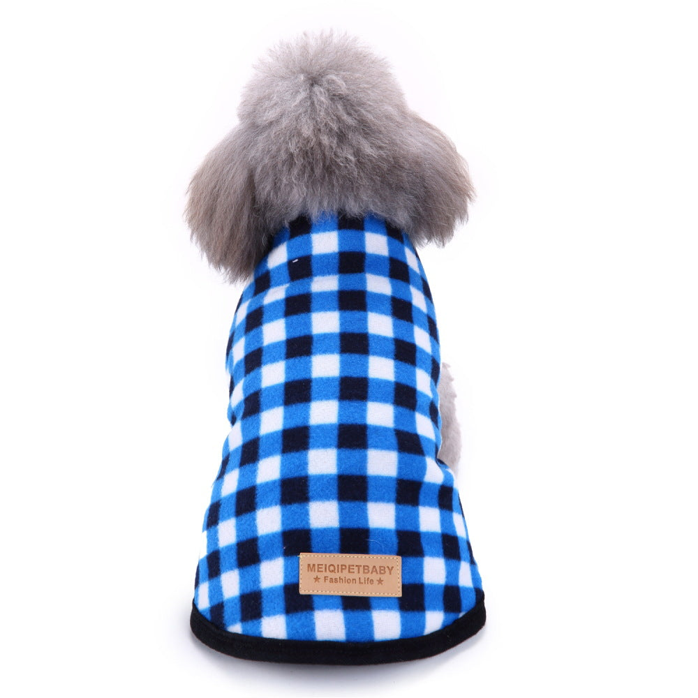 Checked dog coat with two legs