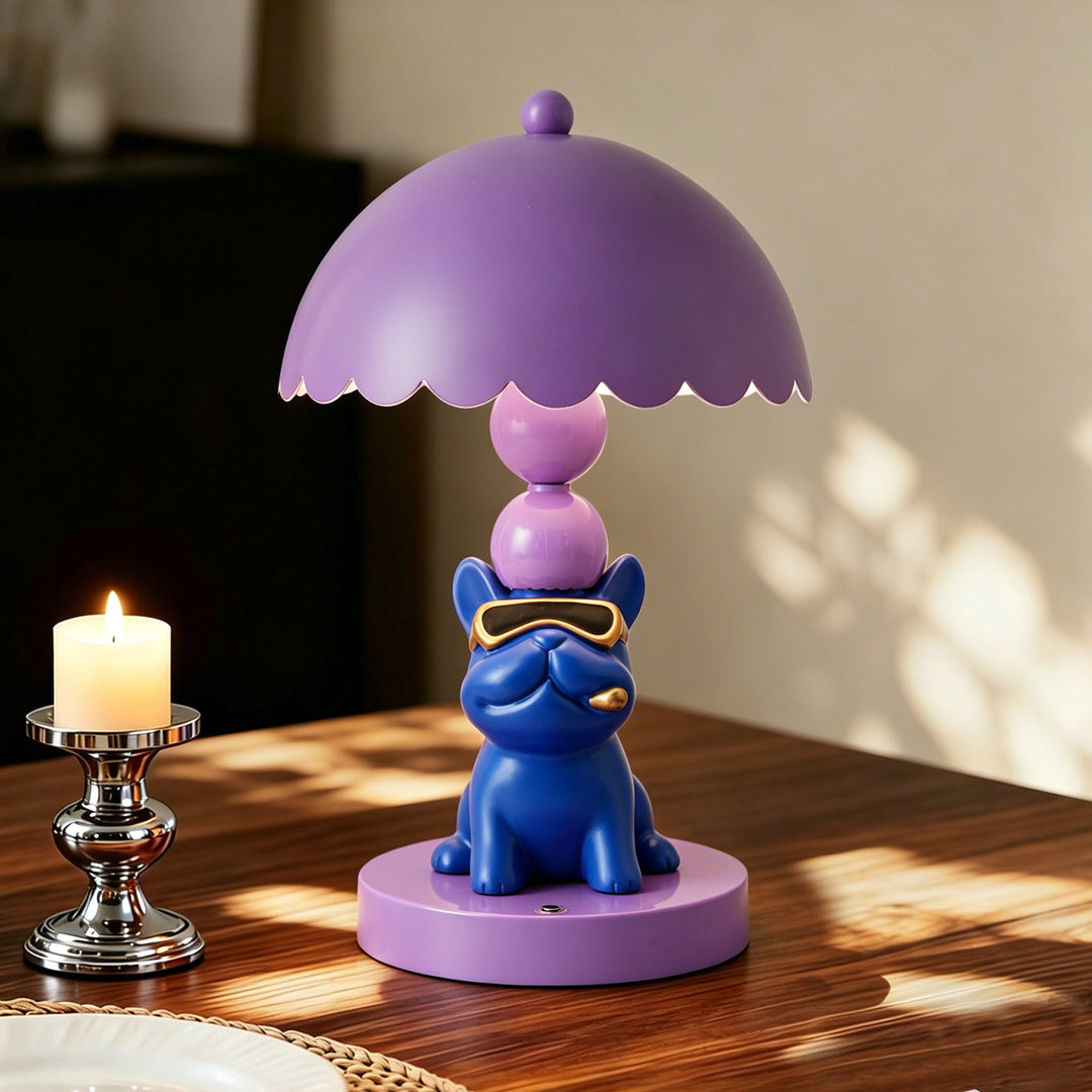 Cool French Bulldog Table Lamp Purple