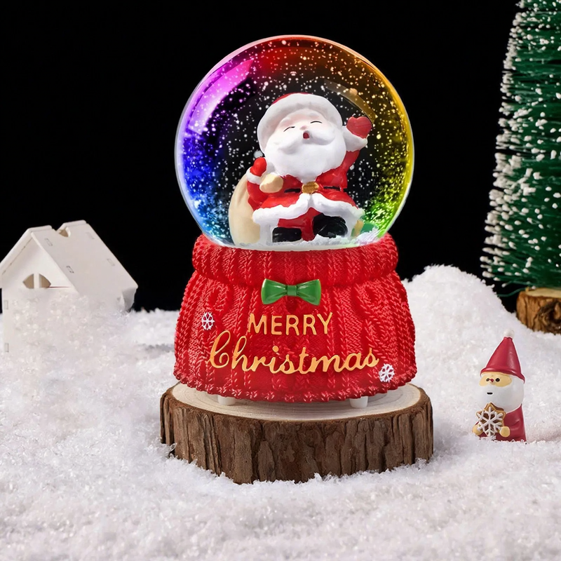 Christmas snow globe with light and music