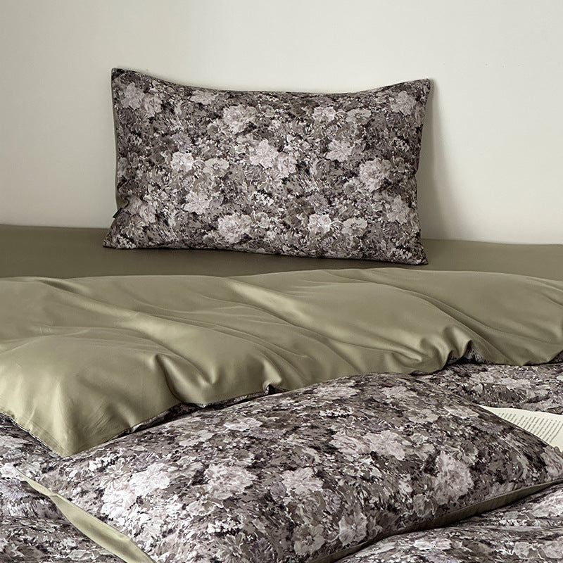Duvet cover set made of brushed cotton, printed, luxury style