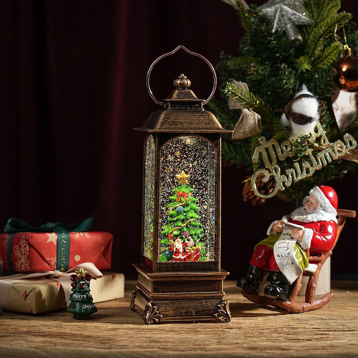 Decorative Christmas Lantern with Snow Effect and Light