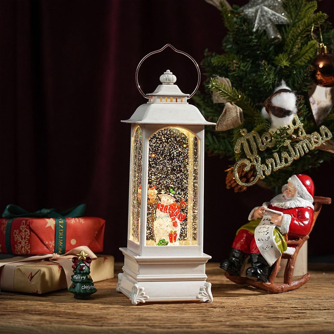 Decorative Christmas Lantern with Snow Effect and Light