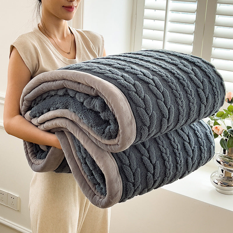 Milk fiber fleece throw blanket with ear pattern, various sizes