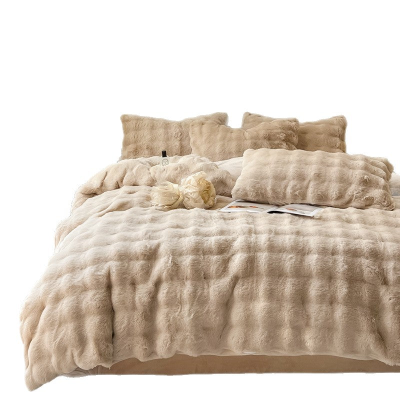 Winter bedding set made of thick milk fiber fleece