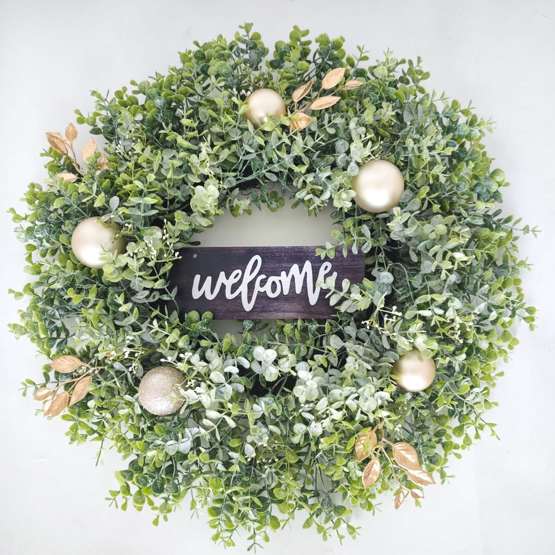Christmas Eucalyptus Wreath with Welcome Sign 60 cm