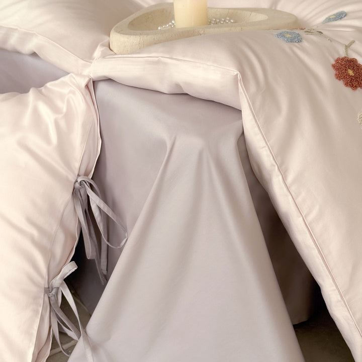 Satin bedding set, 100 cotton, embroidered