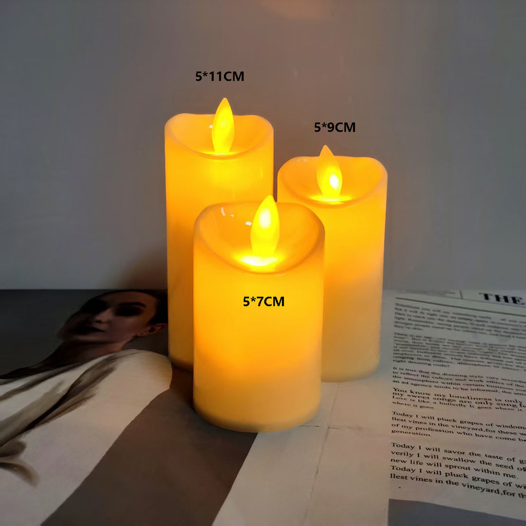 LED Real Wax Look Candle, cylindrical