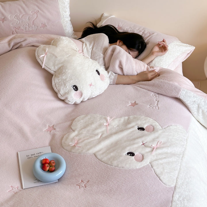 Winter bedding set made of milk fiber fleece, soft and warm