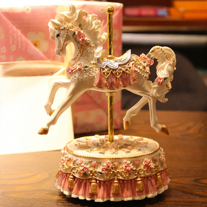 Decorative carousel music box made of resin