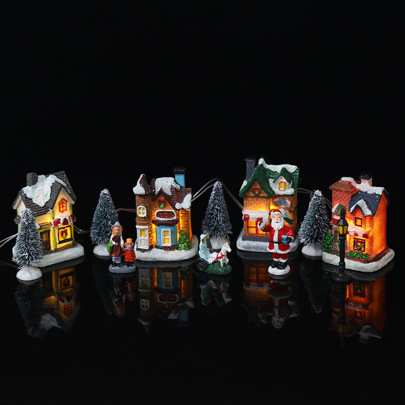 LED-lit Christmas village house, 10-piece set