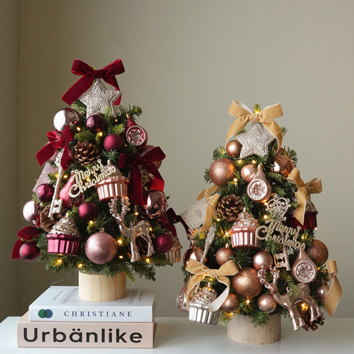 Mini Christmas Tree Set with Reindeer Decor, 45/60 cm