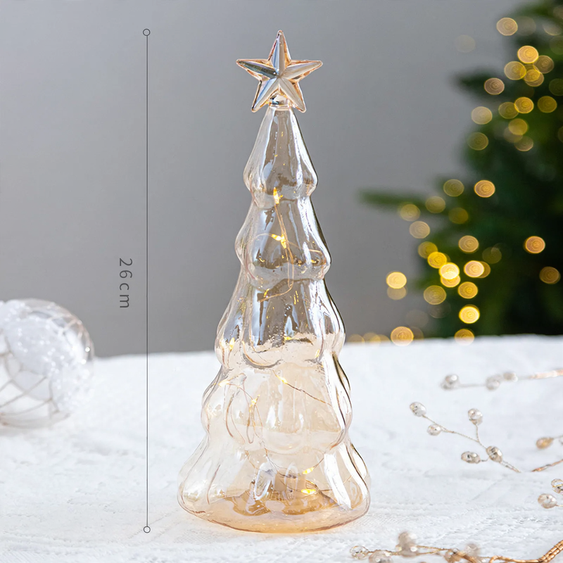 Glass Christmas tree decoration, illuminated