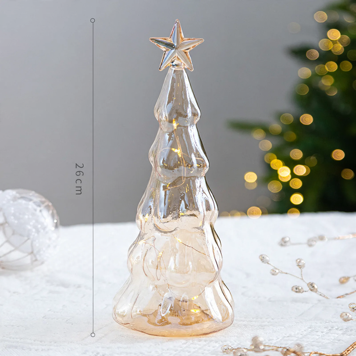 Glass Christmas tree decoration, illuminated