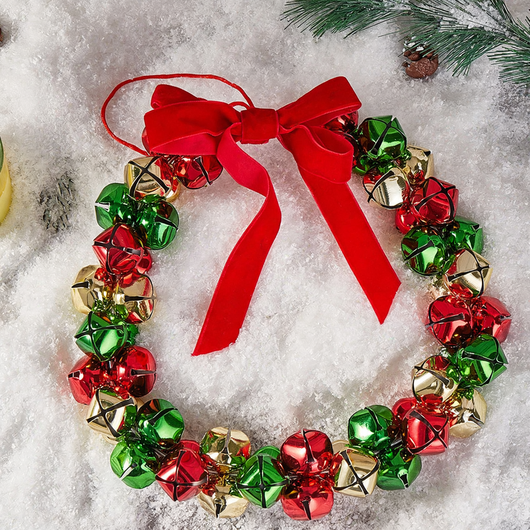 Christmas wreath made of iron with bells