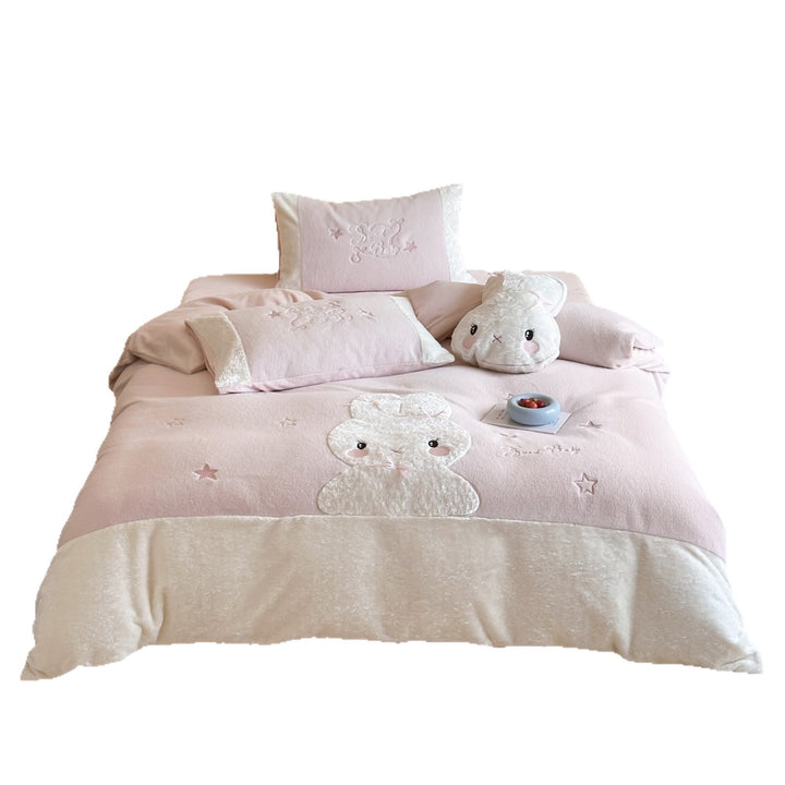 Winter bedding set made of milk fiber fleece, soft and warm