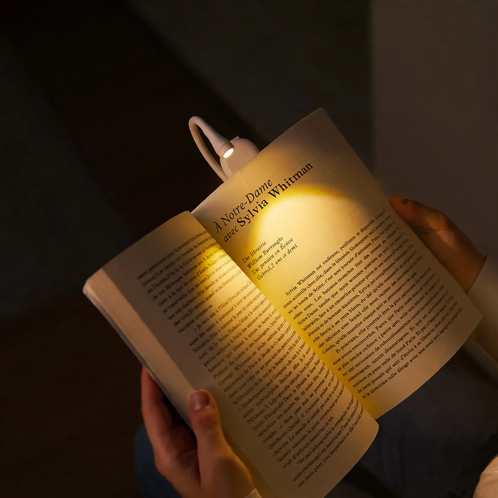 Compact LED clip lamp for nightstand and travel