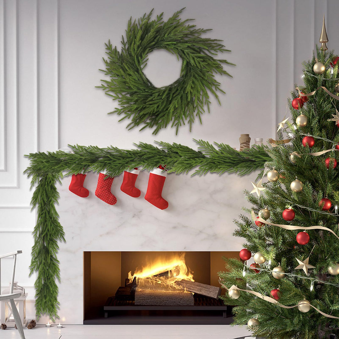 Artificial Pine Needle Garland or Wreath