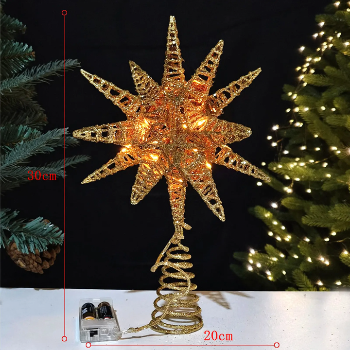 Illuminated Christmas tree star made of iron