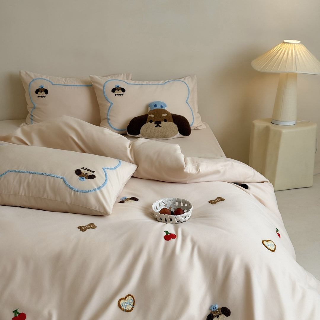 Cotton bedding set with cartoon motif, 4-piece
