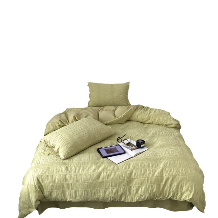 Seersucker bedding set made of cotton, solid color