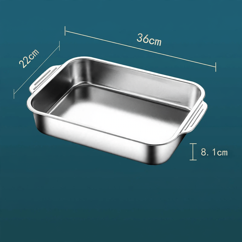 Stainless steel serving tray, square
