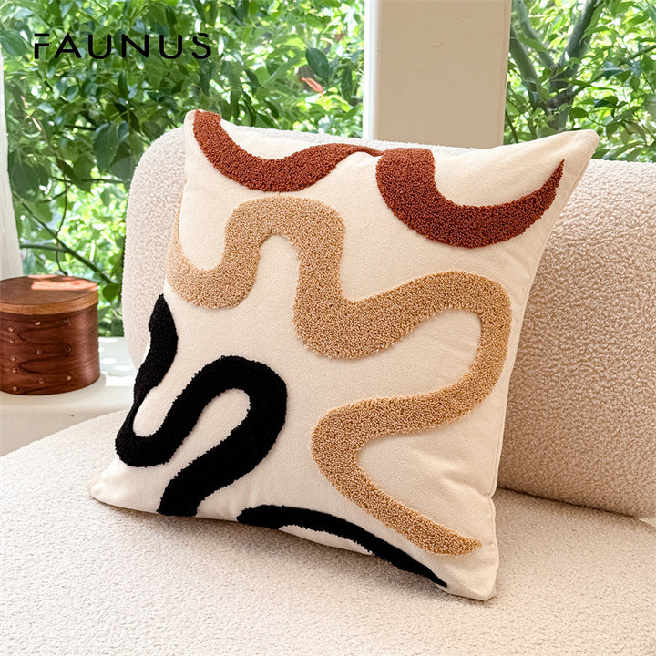 Tufted pillowcase, abstract patterns, 45×45 cm