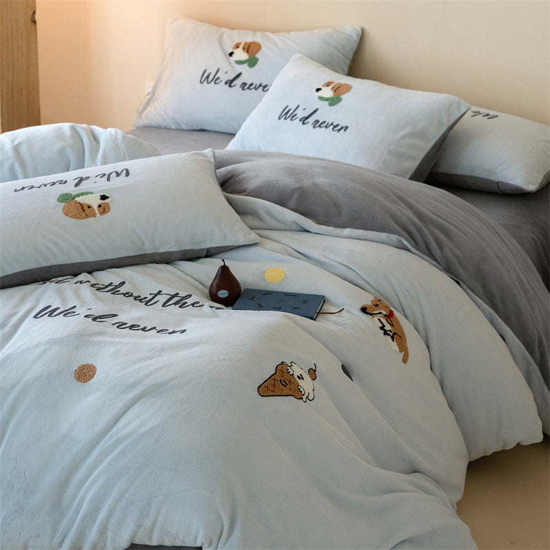 Fluffy bed linen set made of milk fiber fleece for children