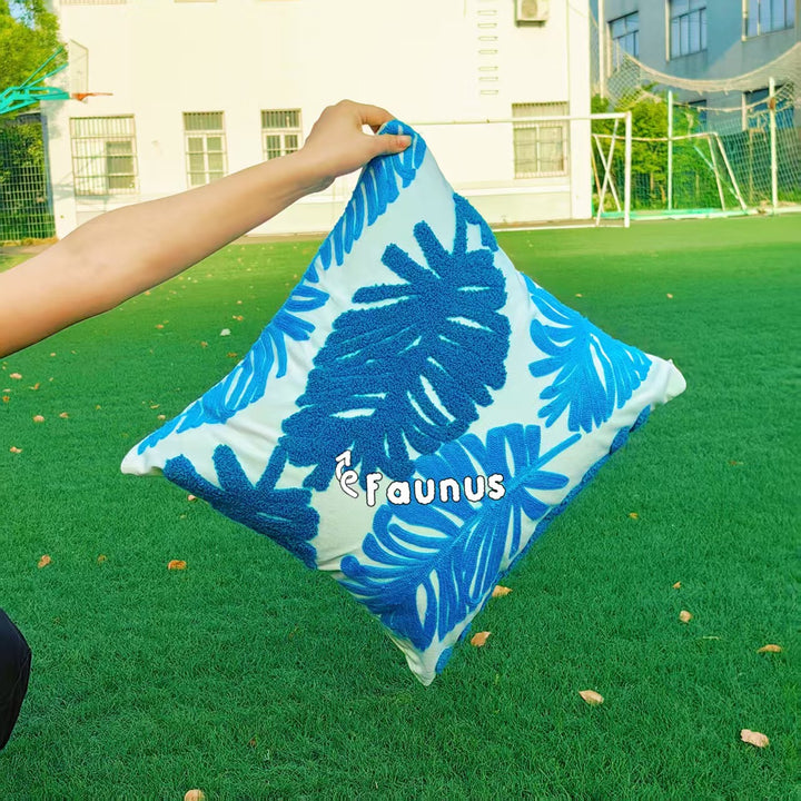 Nordic cushion cover with plant motif, 45×45 cm