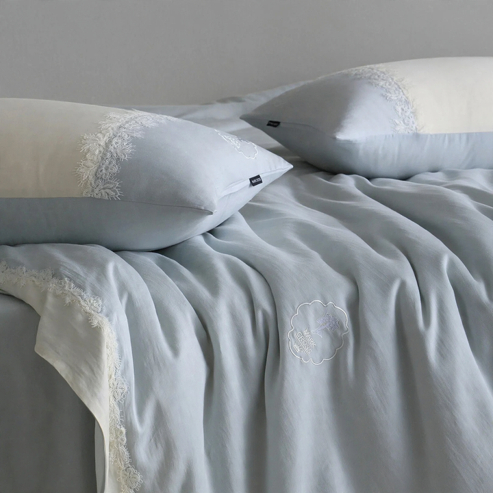 Elegant Tencel bedding set with lace trim