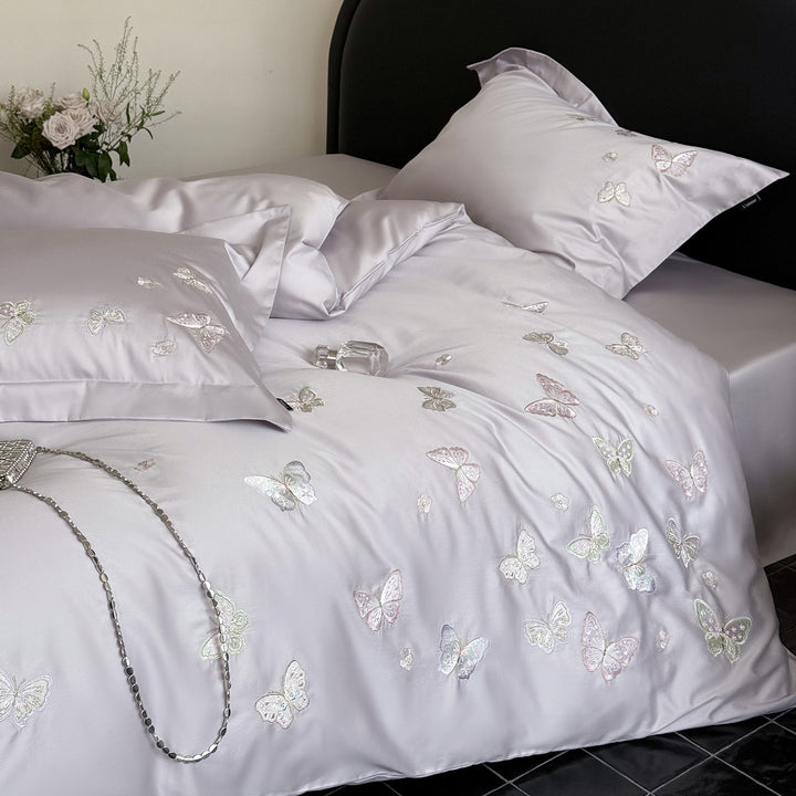 High-quality cotton bed linen set, 4-piece, with embroidery