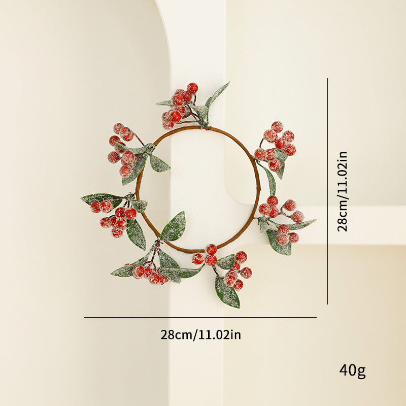 Christmas wreath with berries and pine needles