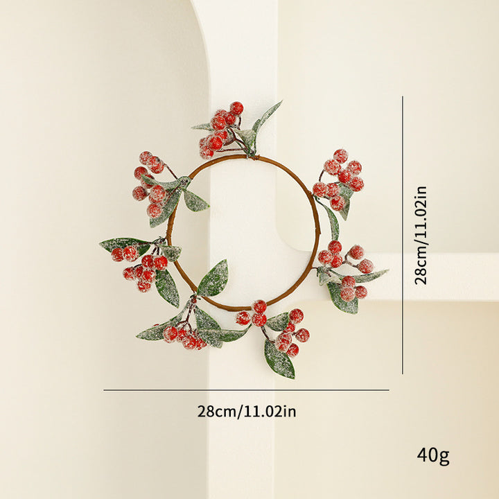 Christmas wreath with berries and pine needles