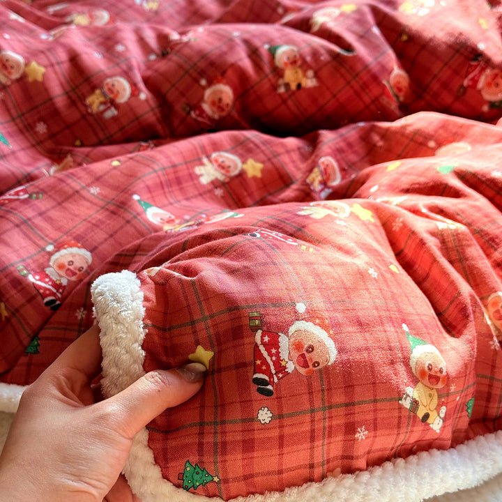 Winter bedding set, milk fiber fleece and cotton gauze