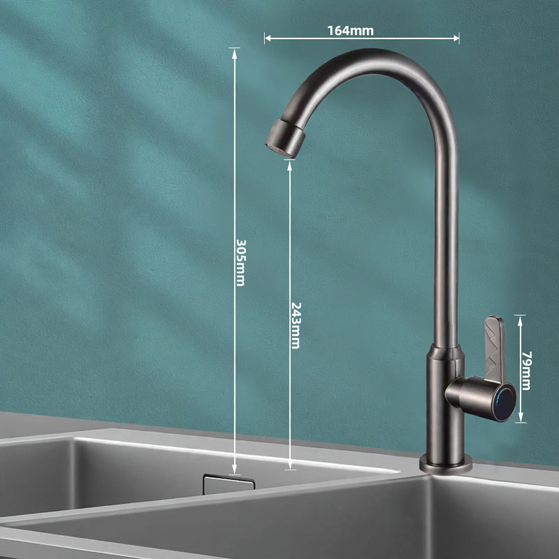 Stainless steel kitchen faucet, mixing or cold water