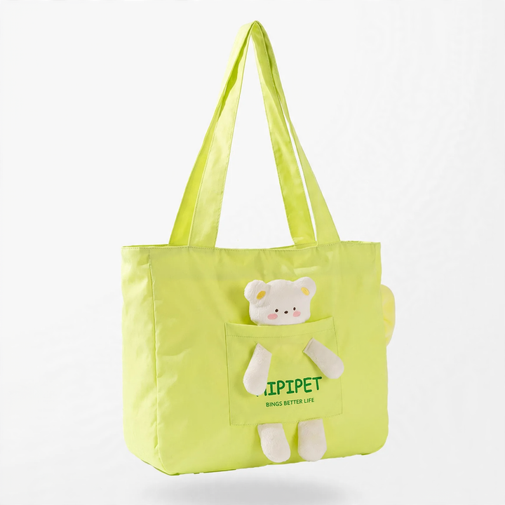 Portable pet carrier bag with shoulder strap