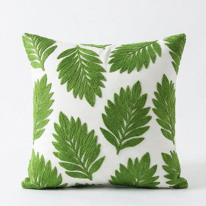 Nordic cushion cover with plant motif, 45×45 cm