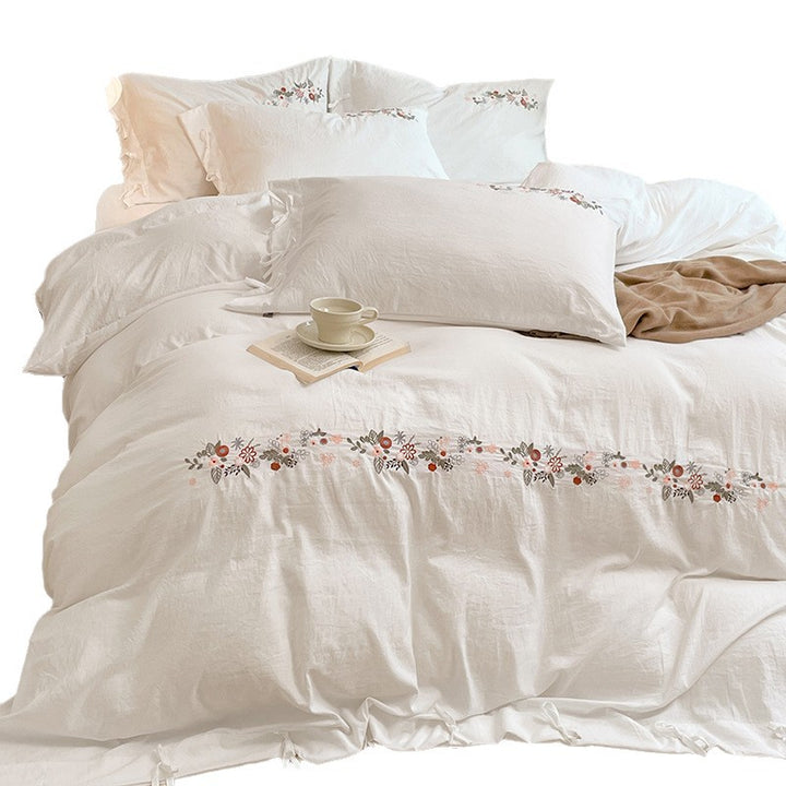 Bedding set, 4-piece, linen-cotton, autumn