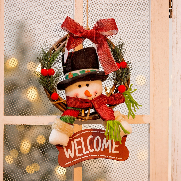 Decorative Christmas wreath made of silk flowers