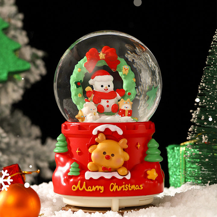 Christmas snow globe with music and light
