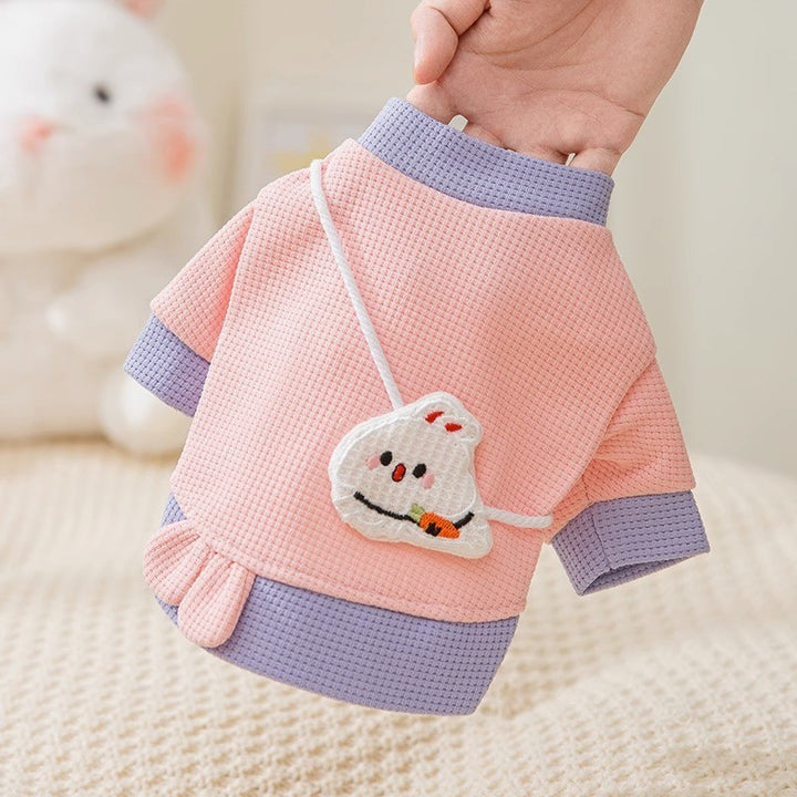Striped sweatshirt for dogs and cats with leash