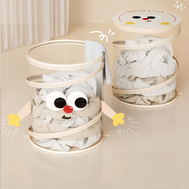 Foldable laundry basket with lid, model 08