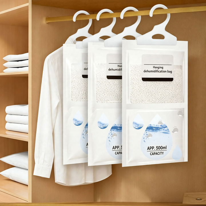 Hanging dehumidifying bag, various sizes