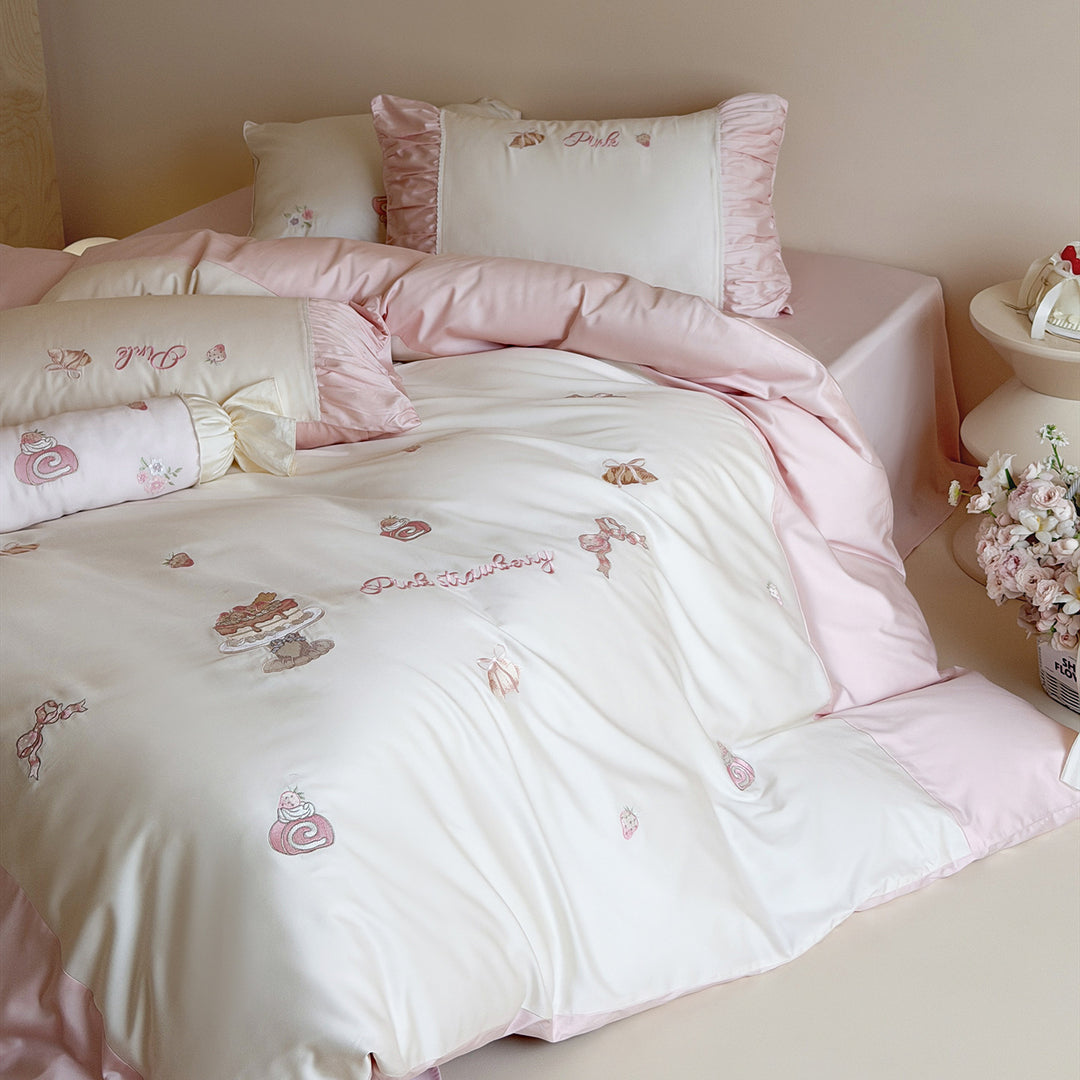 Cotton bedding set, 4-piece, rabbit motif