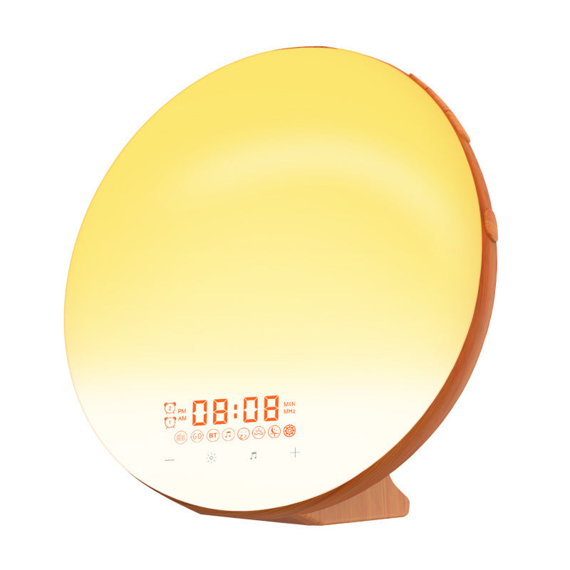 LED alarm clock with wood look and sunrise simulation