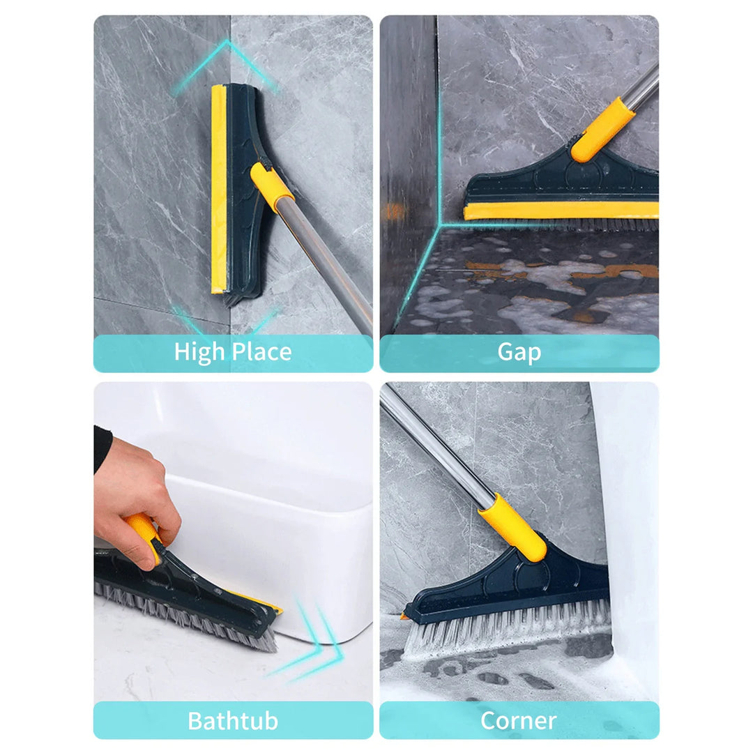 2-in-1 Floor Scrub Brush with Window Squeegee, 120-Degree Rotatable Long Handle, Stornfield