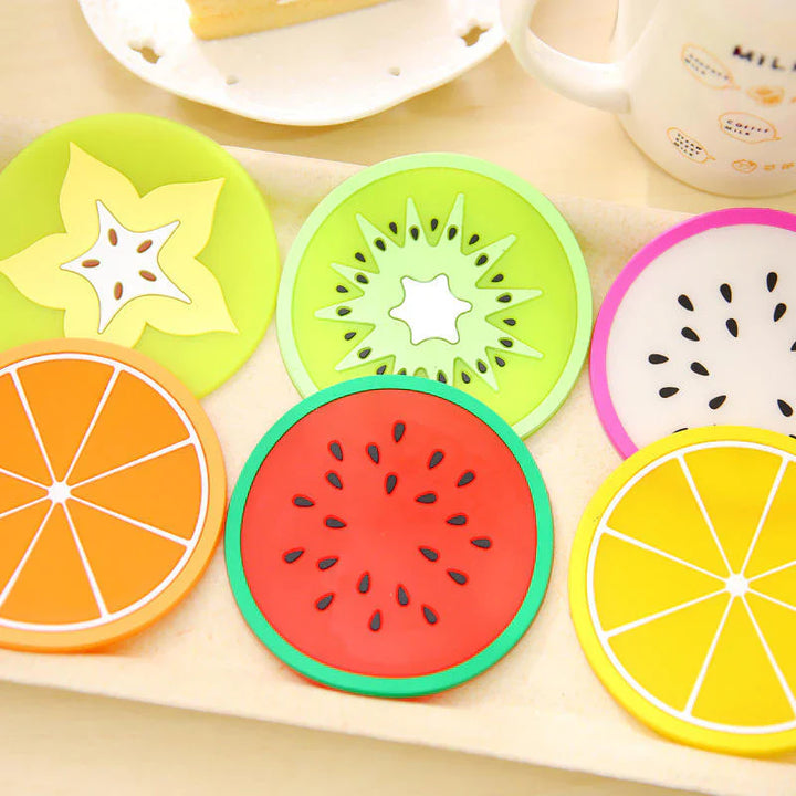 6 pcs Colorful Silicone Fruit Coaster Tea Cup Mat Stornfield