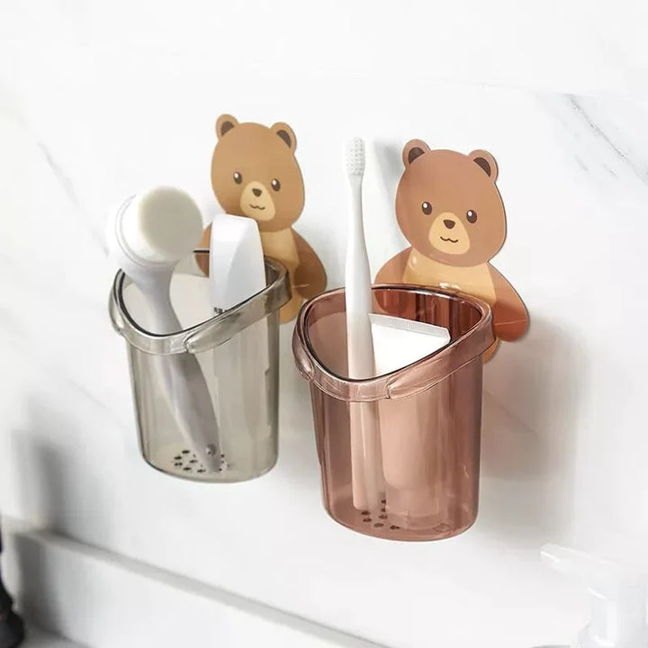 Bear Toothbrush Holder Cup Wall Mounted Stornfield